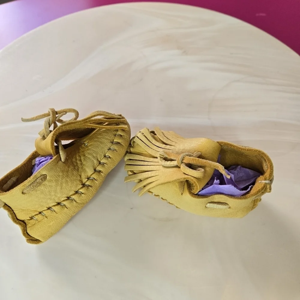 Charming Tan Kids Moccasins with Fringe